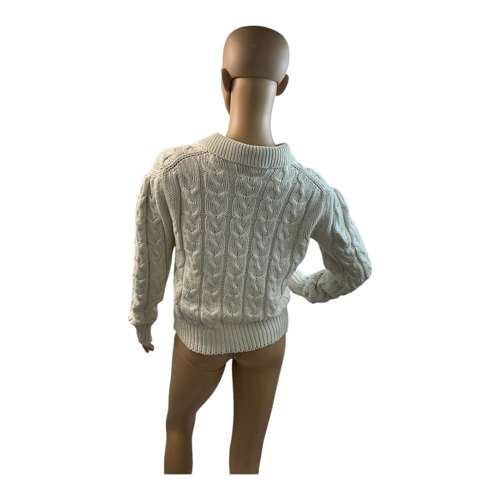 J.G. Hook Women’s Vintage Beige 100% Cotton Cable-Knit Cardigan Sweater Size M. - Picture 5 of 13